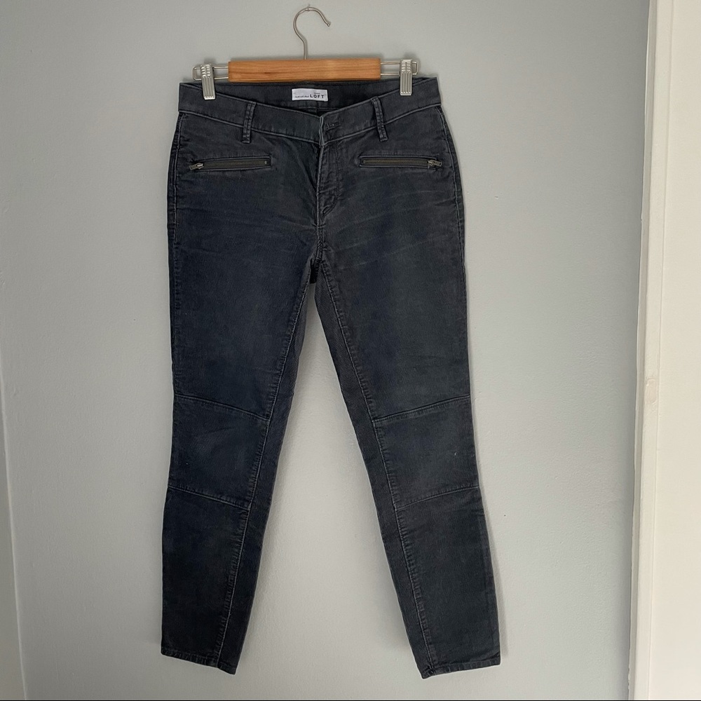 Corduroy dark blue/navy LOFT crop skinny pants